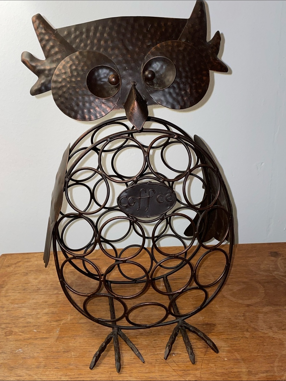 Metal Owl Coffee Pod Display Holder keurig KCUP Kitchen Storage Decor